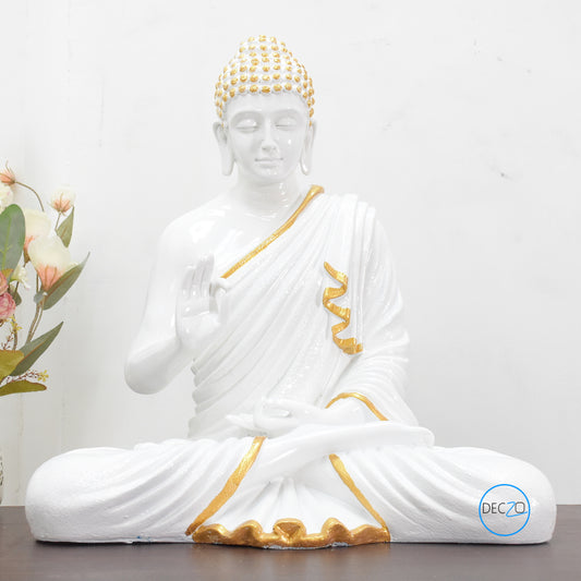 2 Feet Serene Blessing Buddha   : Glossy White