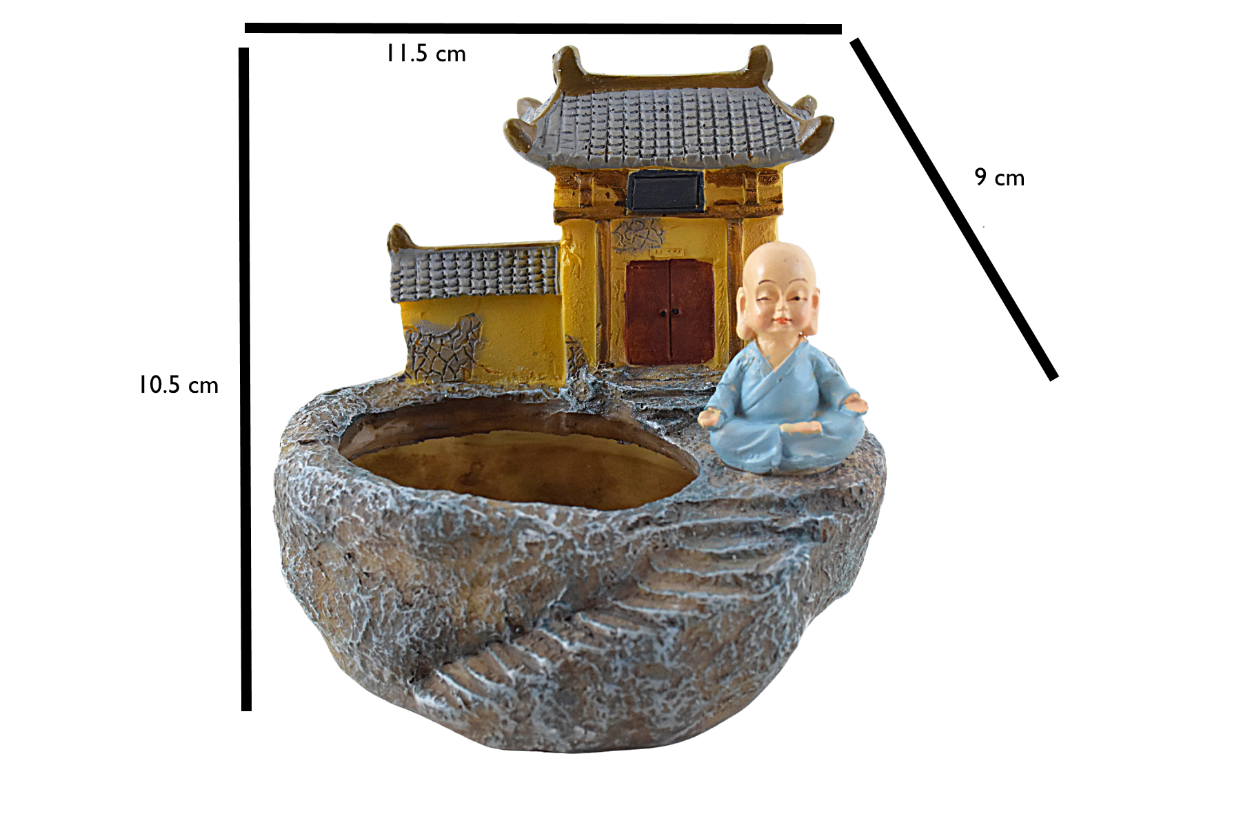 Monk Sitting in Temple Resin Succulent Pot - Deczo