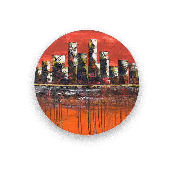 Orange Horizon, Acrylic on Canvas, Handmade, Wall Painting - Deczo
