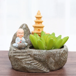 Monk Meditating Under Tower Succulent Pot - Deczo