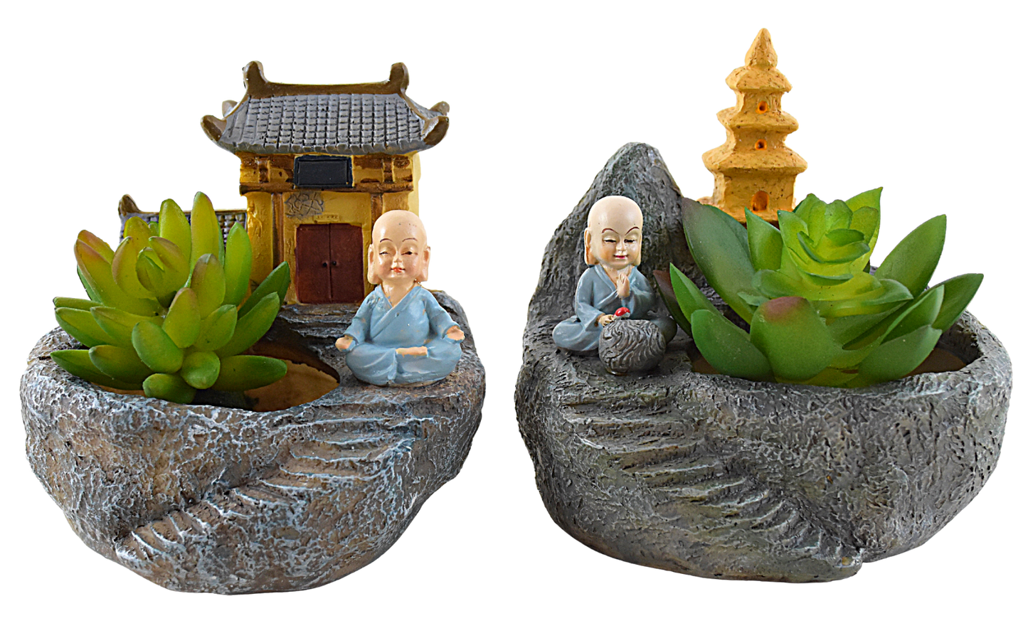 Monk Resin Planter Sets for Succulents, Table Decor, Gift - Deczo