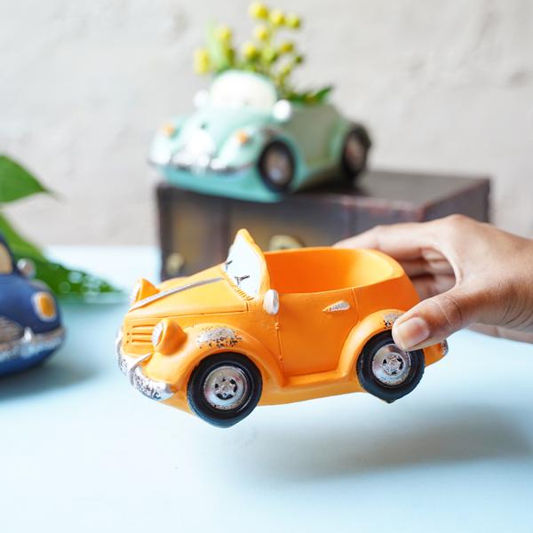 Classic Car Resin Plant Pot : Orange Color - Deczo