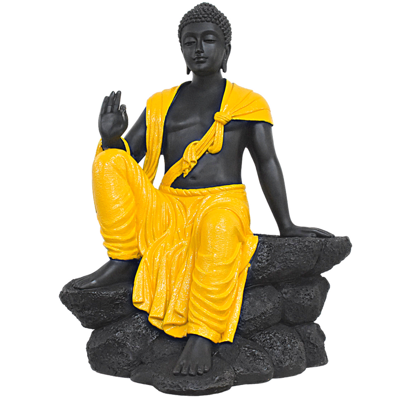 XL Size Buddha Resting on Stone – (72 CM, Yellow) - Deczo