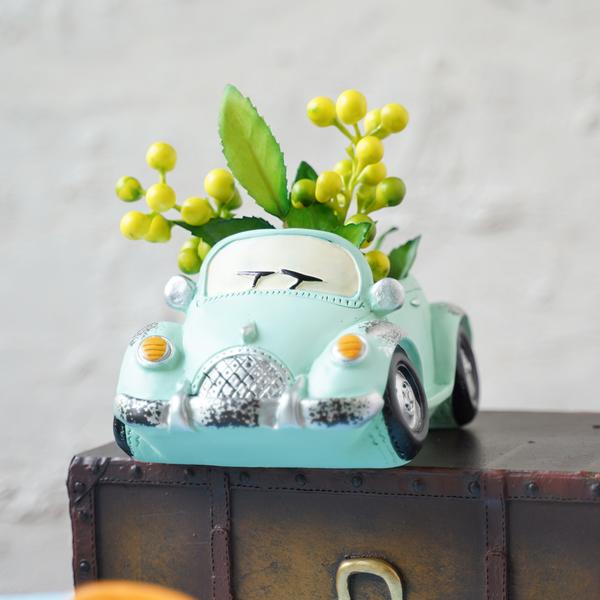 Classic Car Resin Plant Pot : Green - Deczo