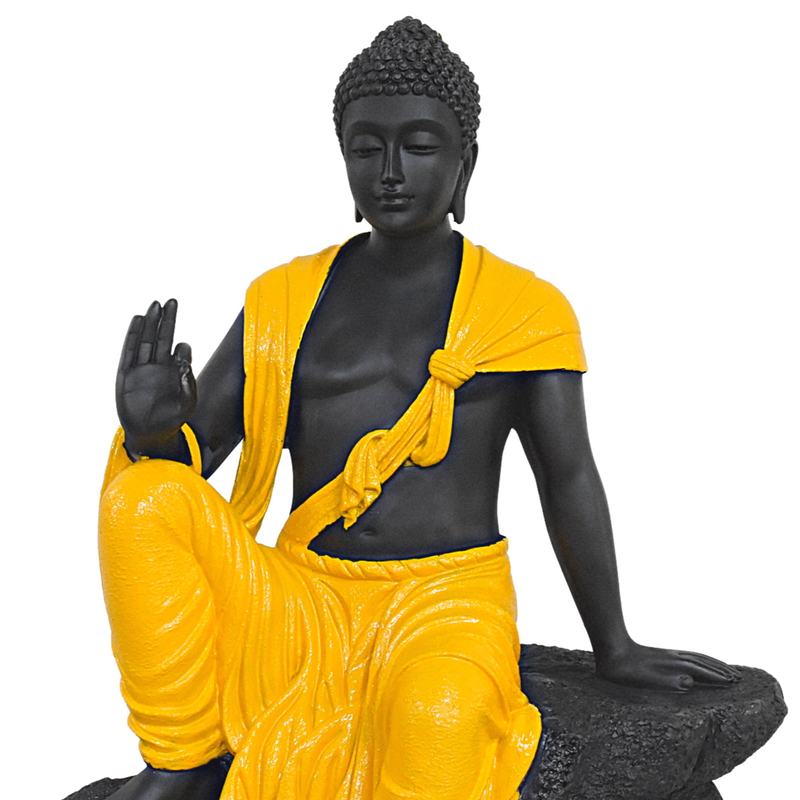 XL Size Buddha Resting on Stone – (72 CM, Yellow) - Deczo