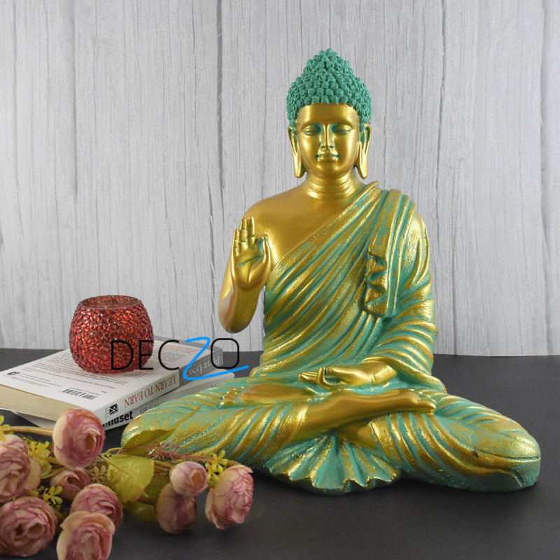 Big Size Meditating Buddha Idol : Antique Golden - Deczo