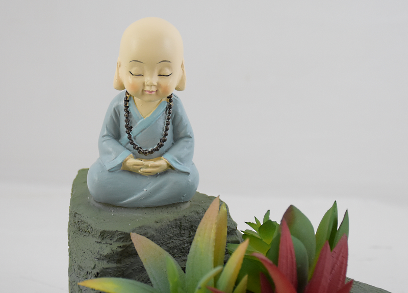 Meditating Monk Resin Succulent Pot - Deczo