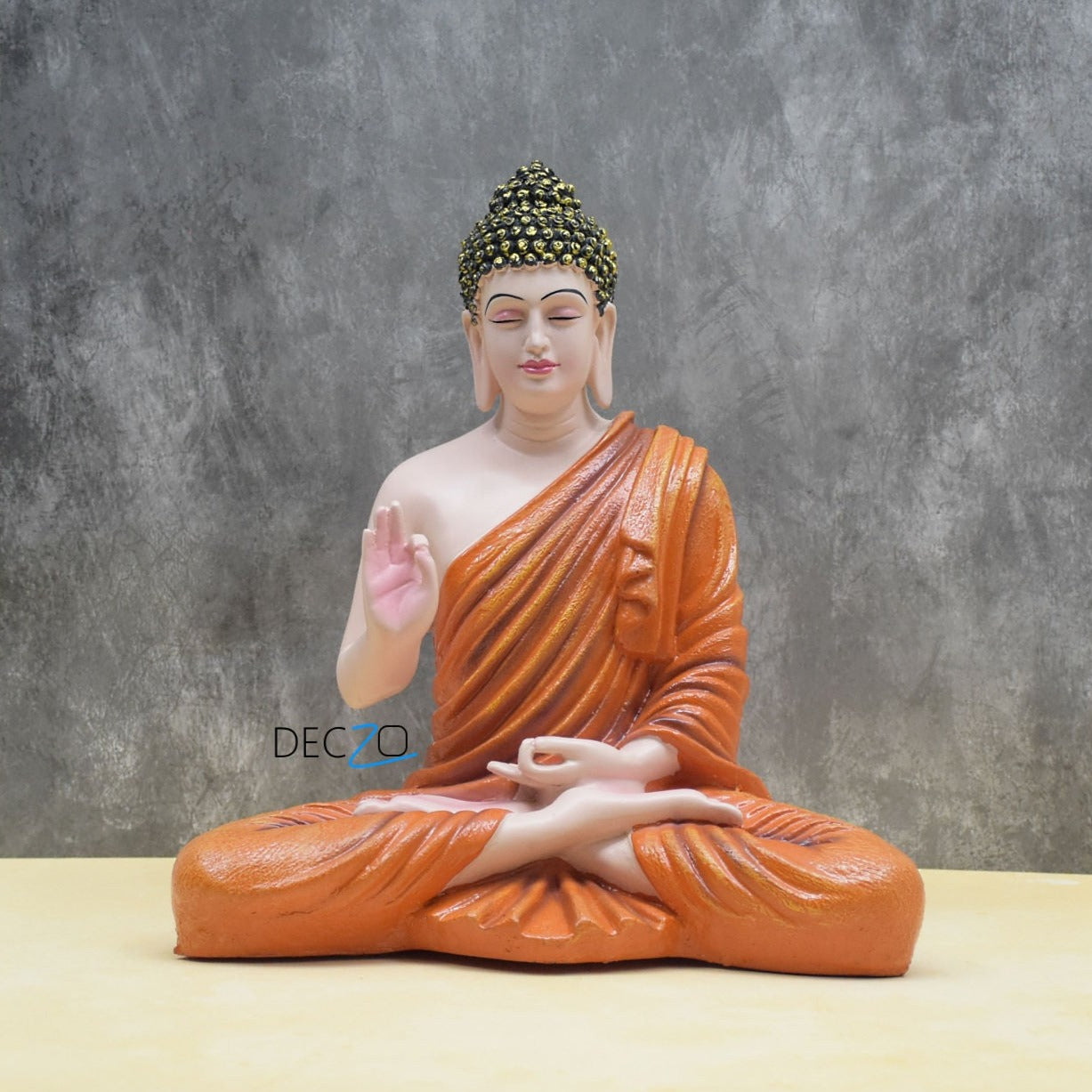 Artistic Blessing Buddha Statue : Beige-Orange - Deczo