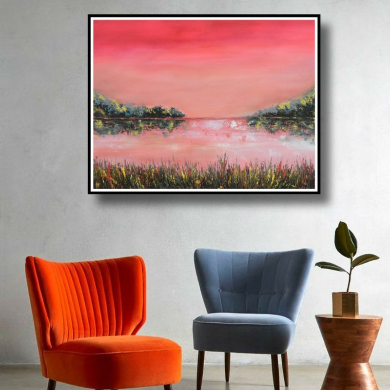 The Evening Meadows Handmade Acrylic on Canvas Abstract Wall Painting - Deczo