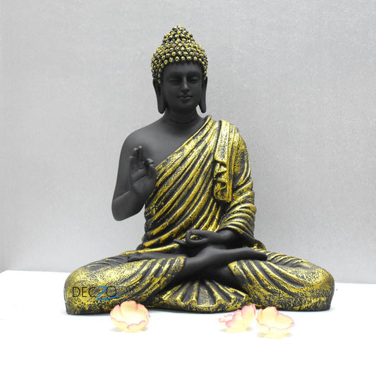 Big Size Meditating Buddha Idol : Golden Black - Deczo