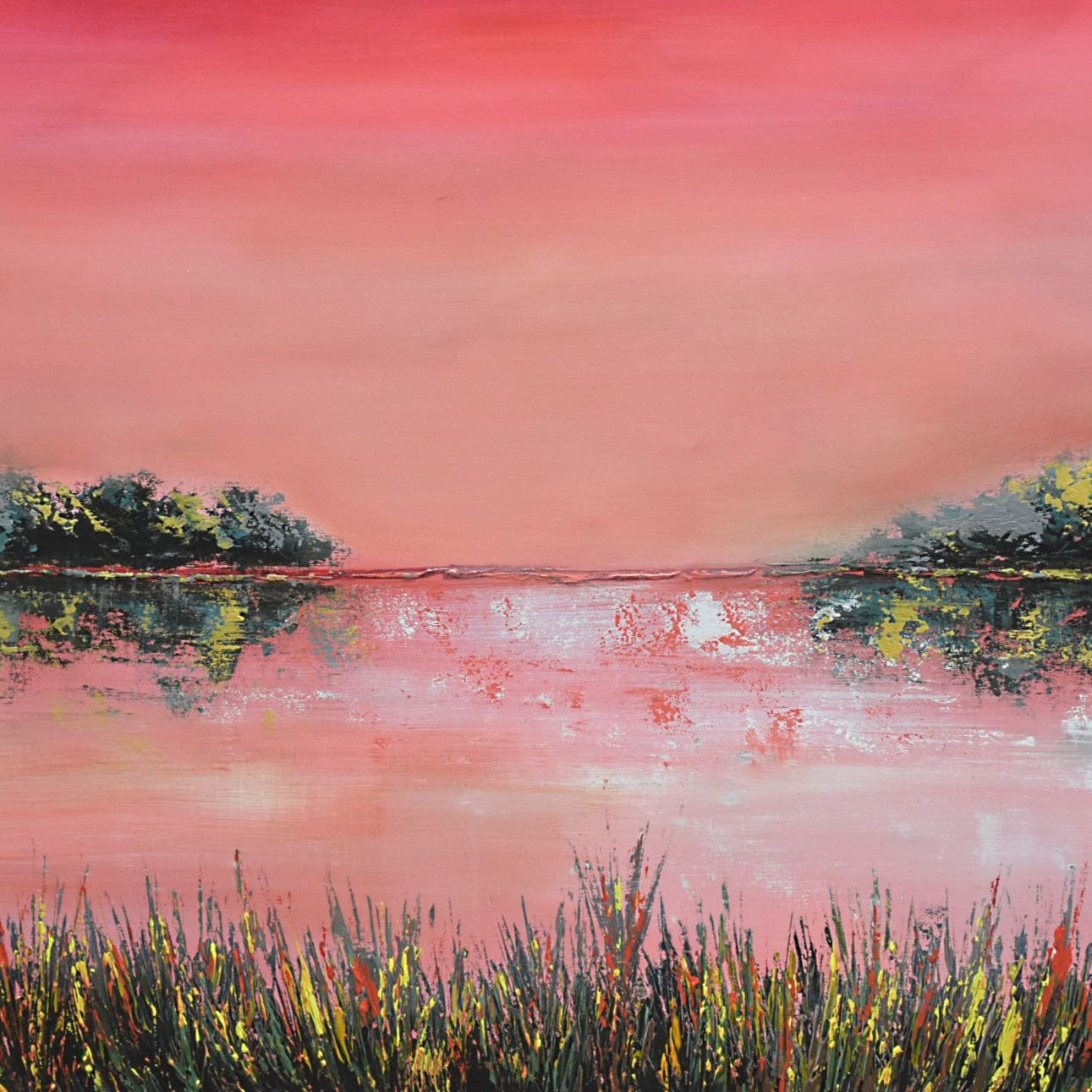 The Evening Meadows Handmade Acrylic on Canvas Abstract Wall Painting - Deczo