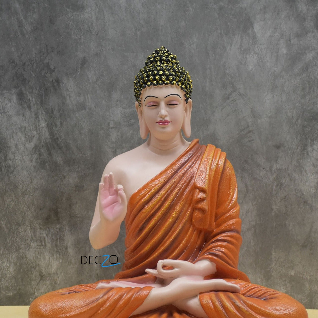 Artistic Blessing Buddha Statue : Beige-Orange - Deczo