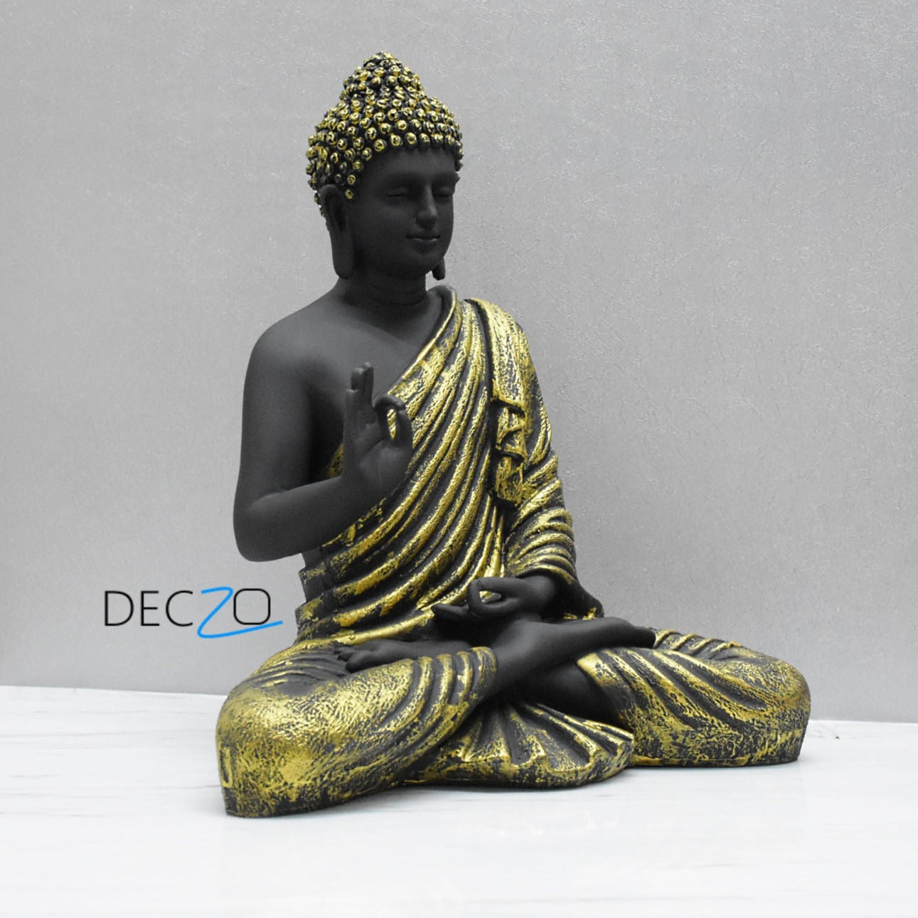 Big Size Meditating Buddha Idol : Golden Black - Deczo