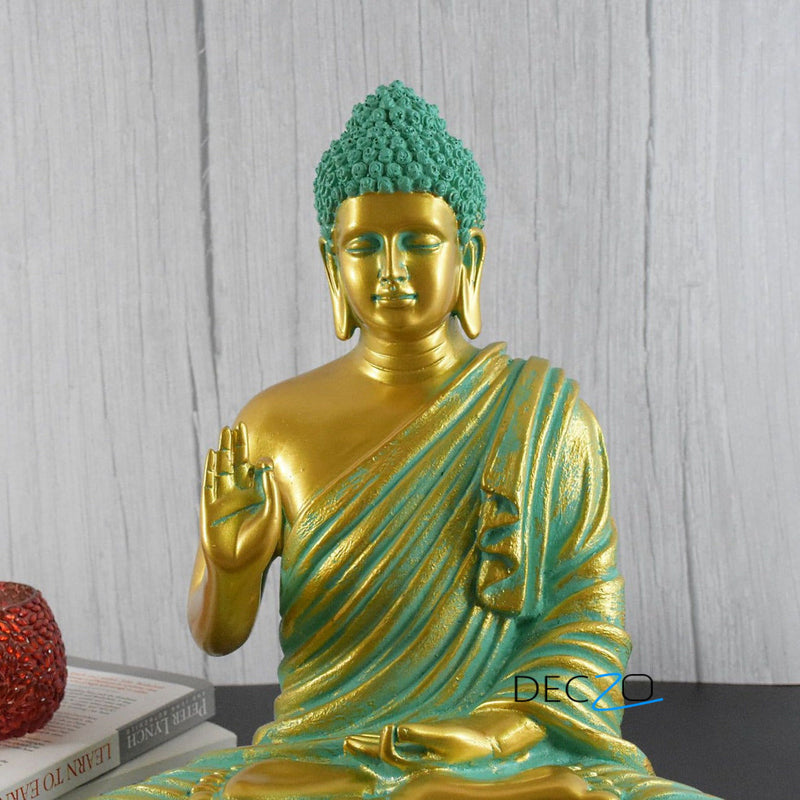Big Size Meditating Buddha Idol : Antique Golden - Deczo