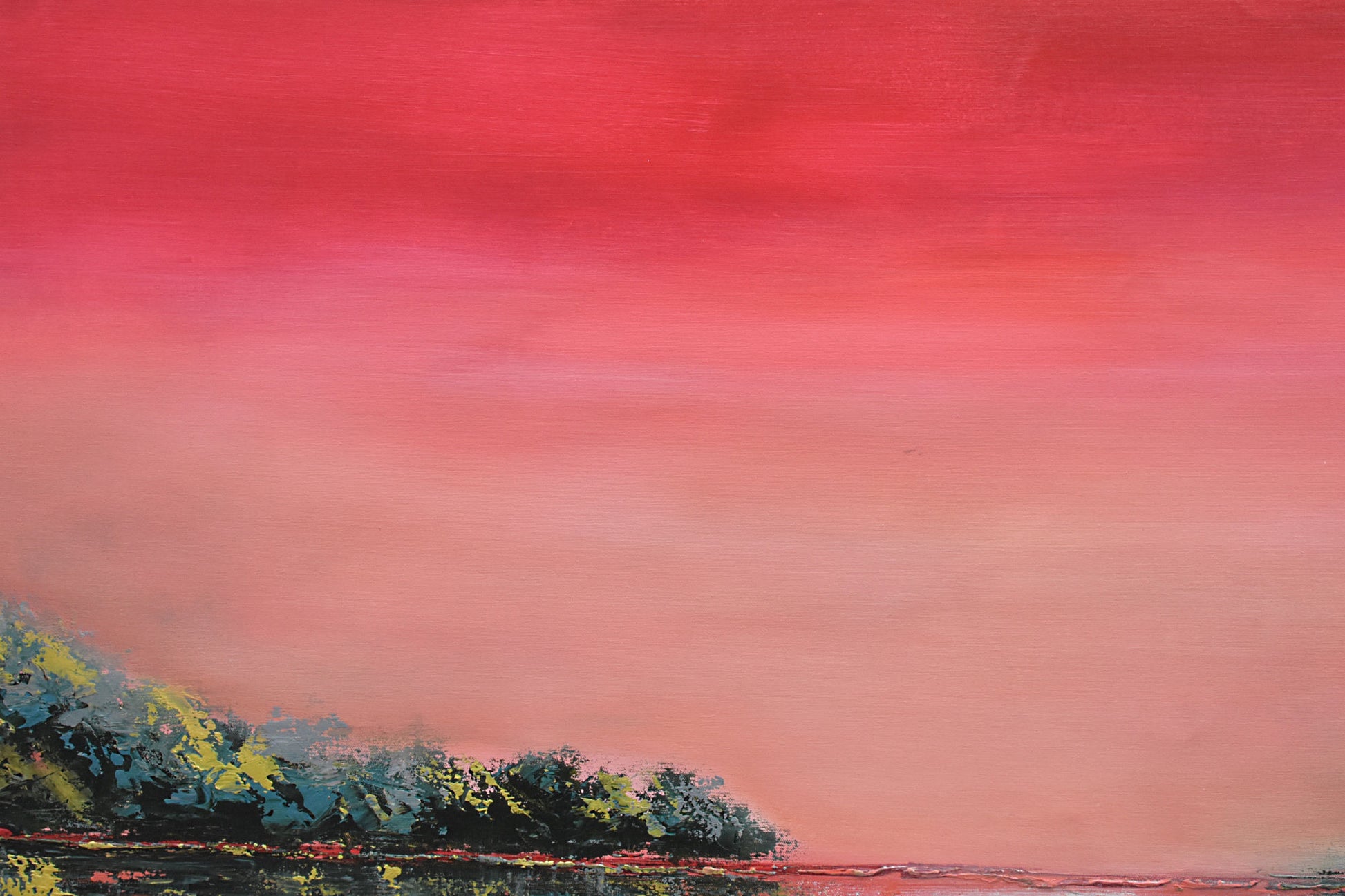 The Evening Meadows Handmade Acrylic on Canvas Abstract Wall Painting - Deczo