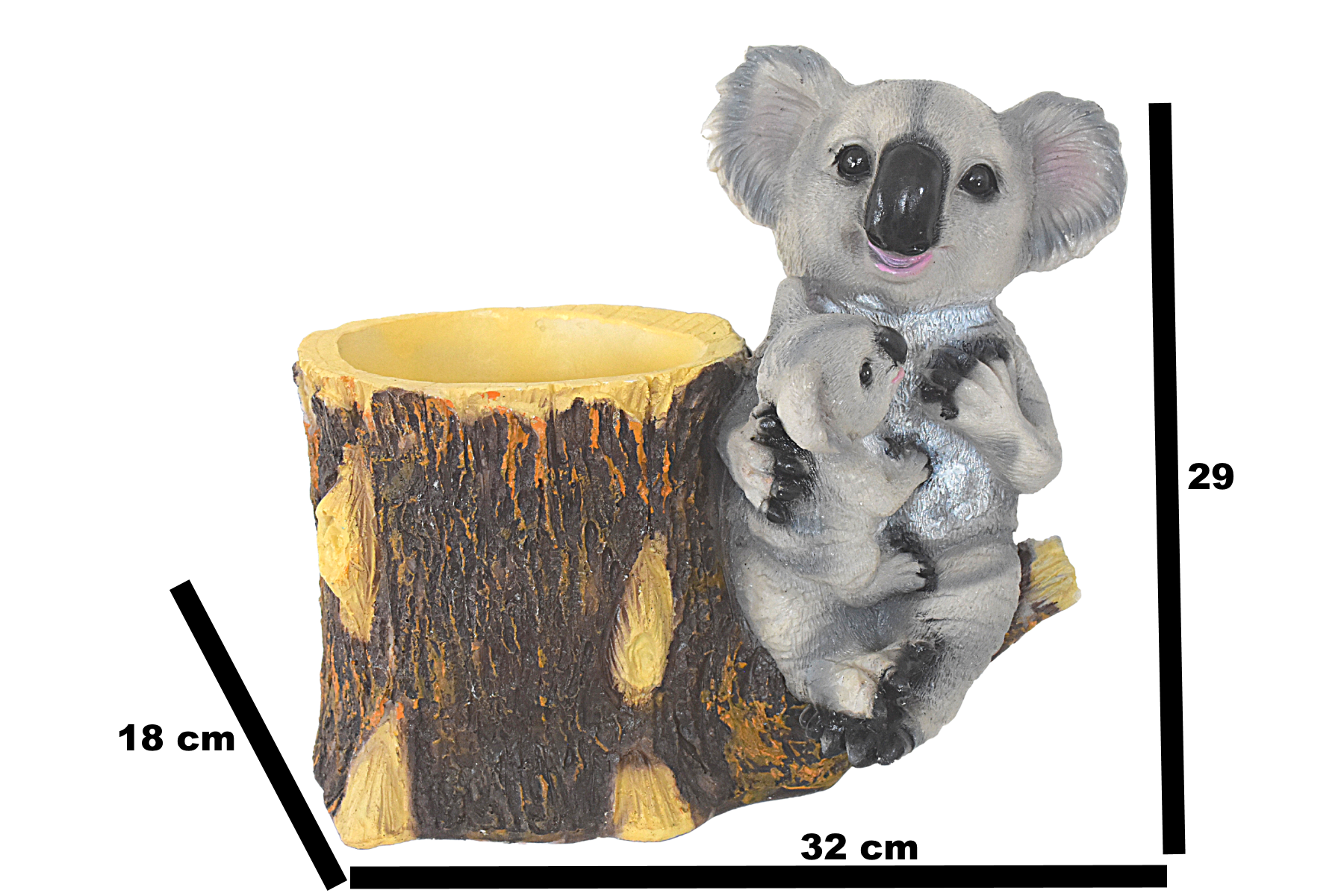 Koala Bear Sitting On Tree Root Resin Succulent Pot - Deczo