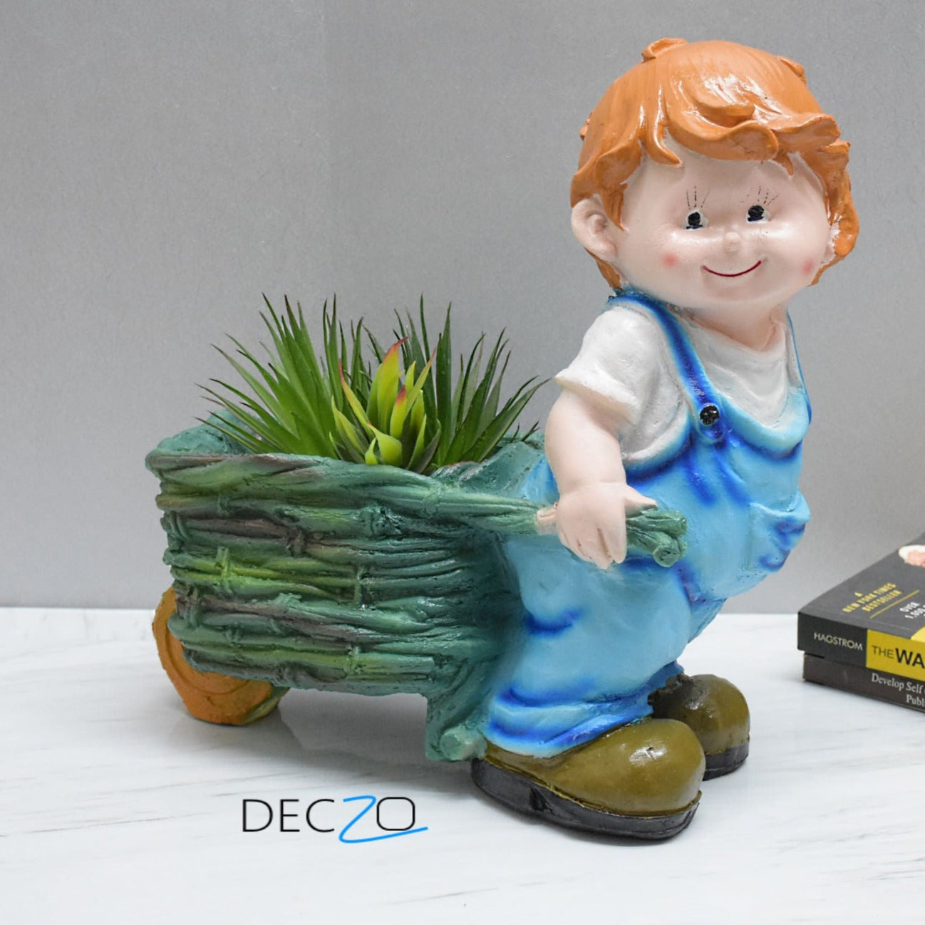 Boy Holding Cart Planter - Deczo