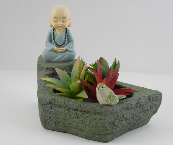 Meditating Monk Resin Succulent Pot - Deczo