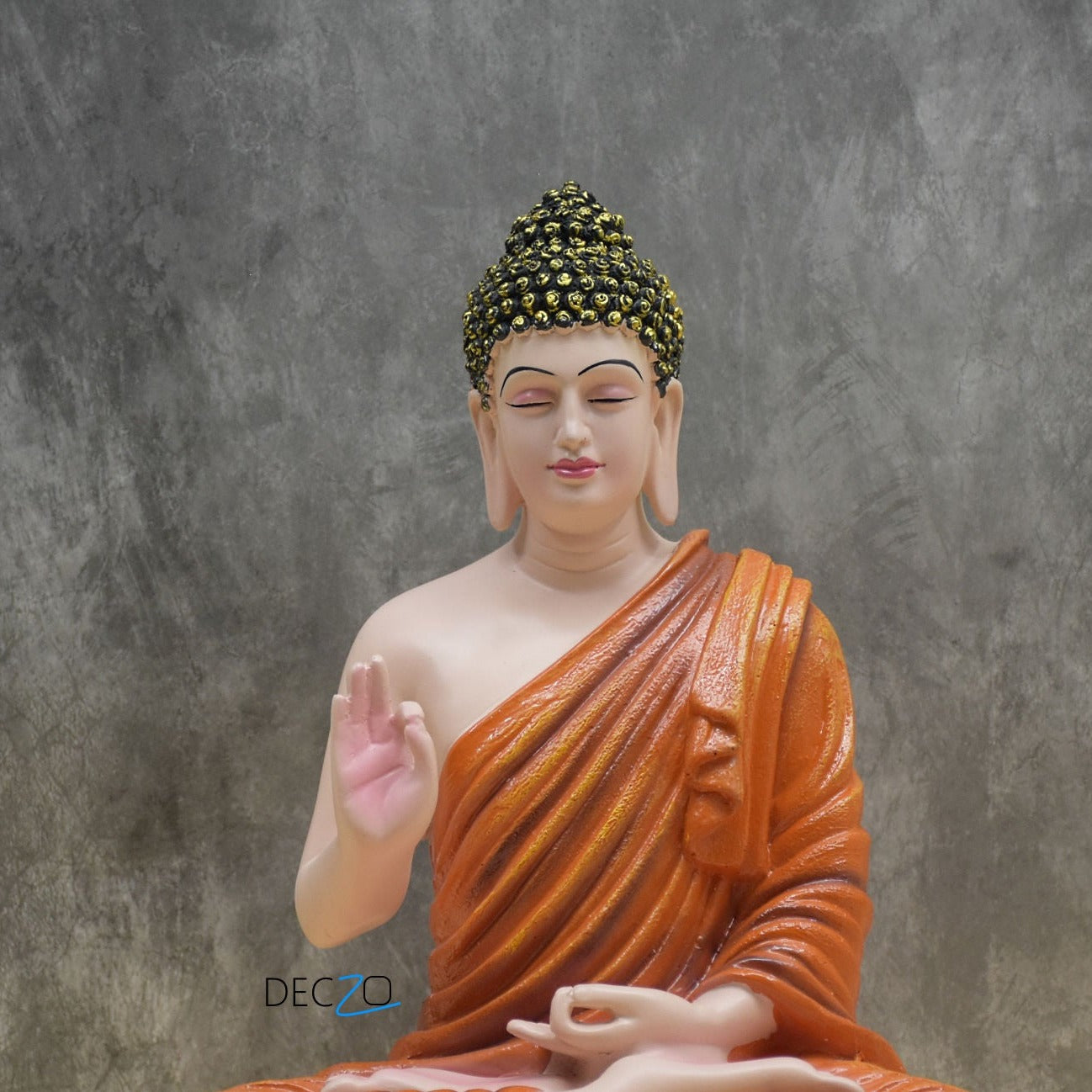 Artistic Blessing Buddha Statue : Beige-Orange - Deczo