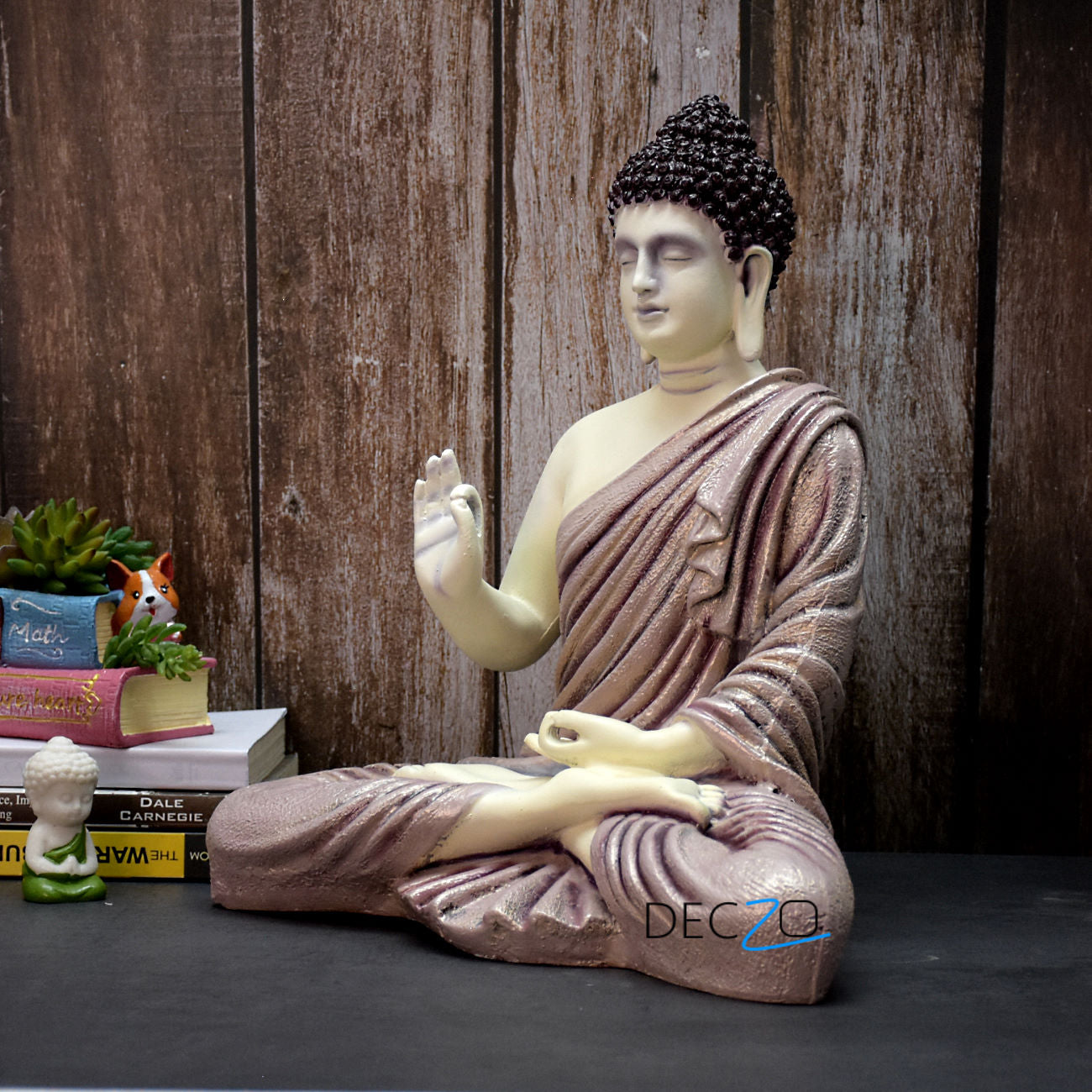 1.25 Feet Blessing Buddha Idol : Golden Blend Purple - Deczo