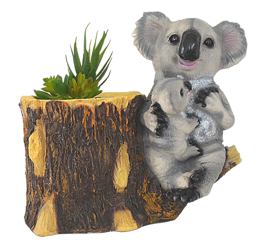 Koala Bear Sitting On Tree Root Resin Succulent Pot - Deczo