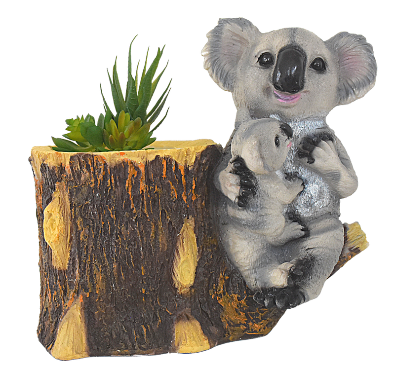 Koala Bear Sitting On Tree Root Resin Succulent Pot - Deczo