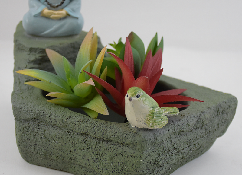 Meditating Monk Resin Succulent Pot - Deczo