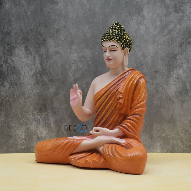 Artistic Blessing Buddha Statue : Beige-Orange - Deczo