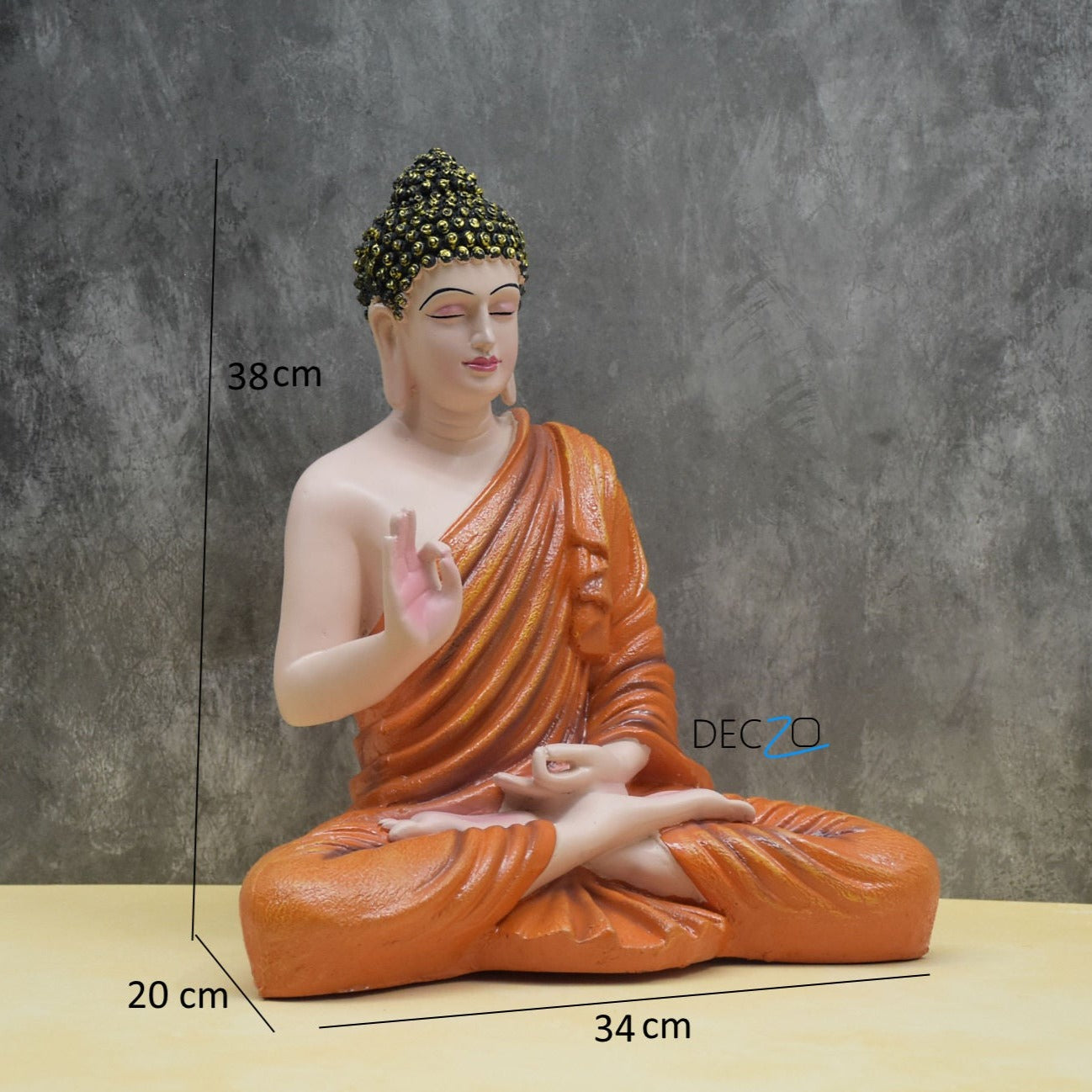 Artistic Blessing Buddha Statue : Beige-Orange - Deczo