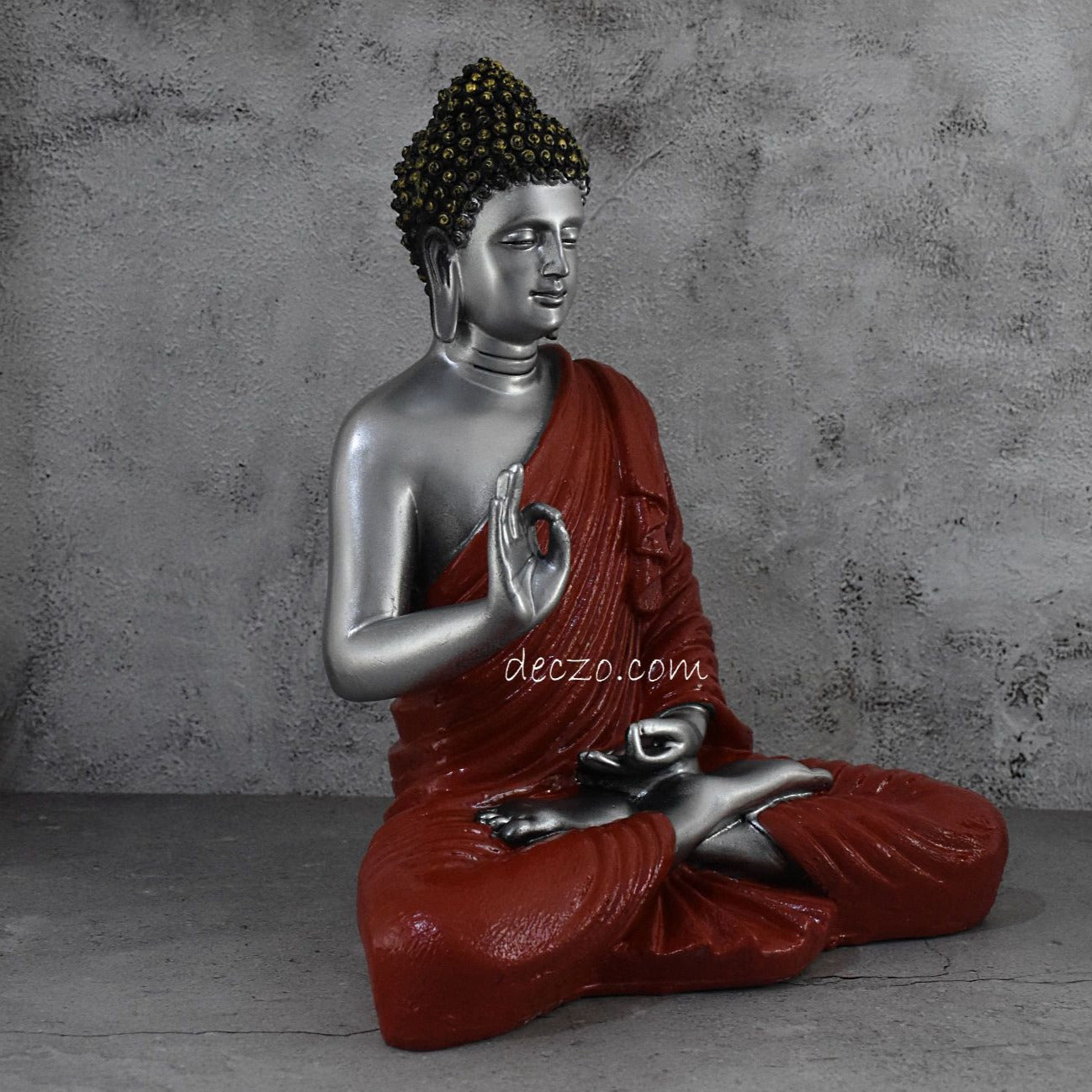 Limited Edition Large Blessing Buddha Statue : Silky Silver - Deczo
