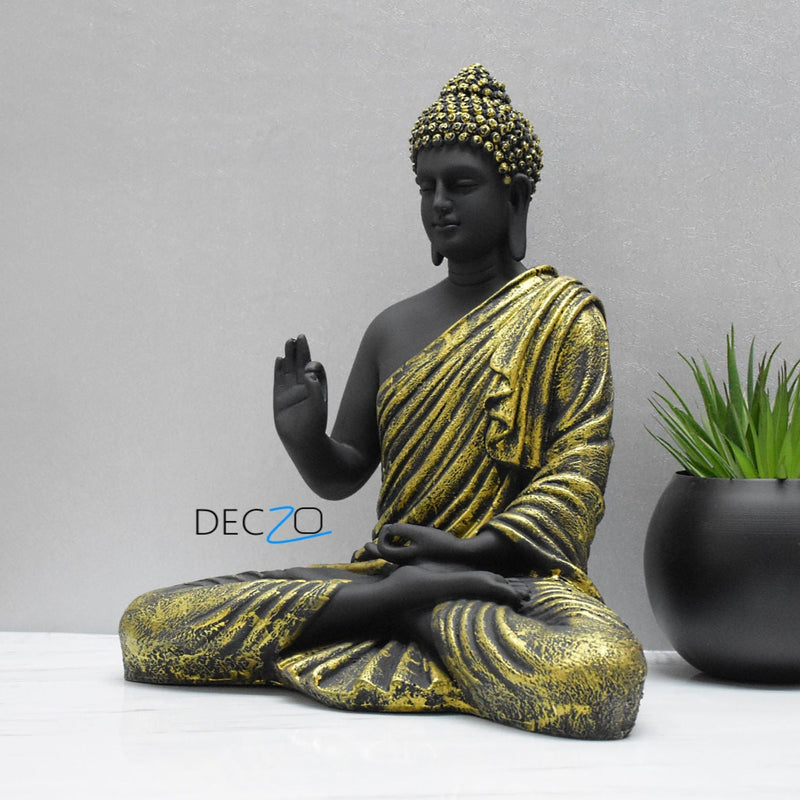 Big Size Meditating Buddha Idol : Golden Black - Deczo
