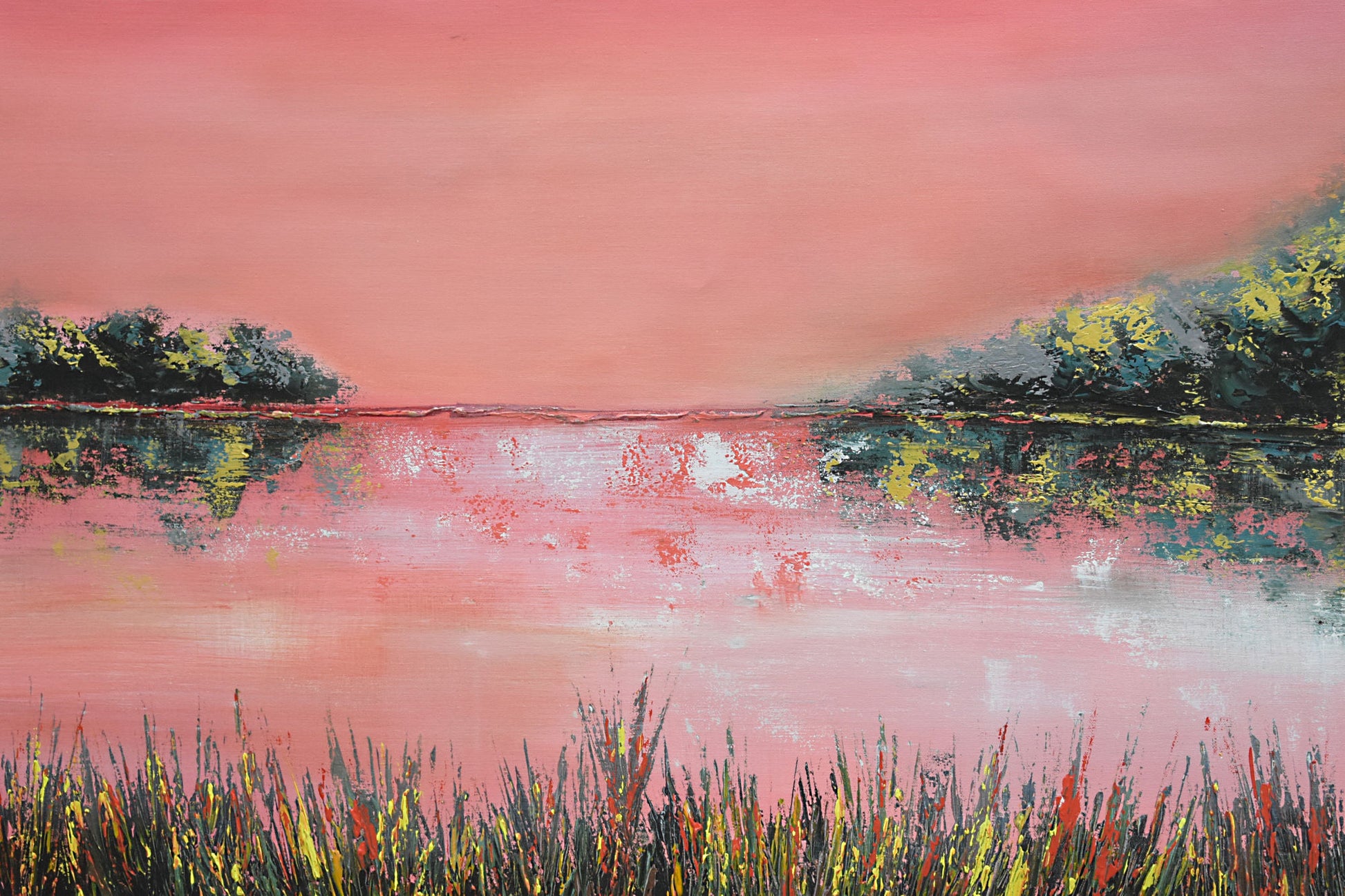 The Evening Meadows Handmade Acrylic on Canvas Abstract Wall Painting - Deczo