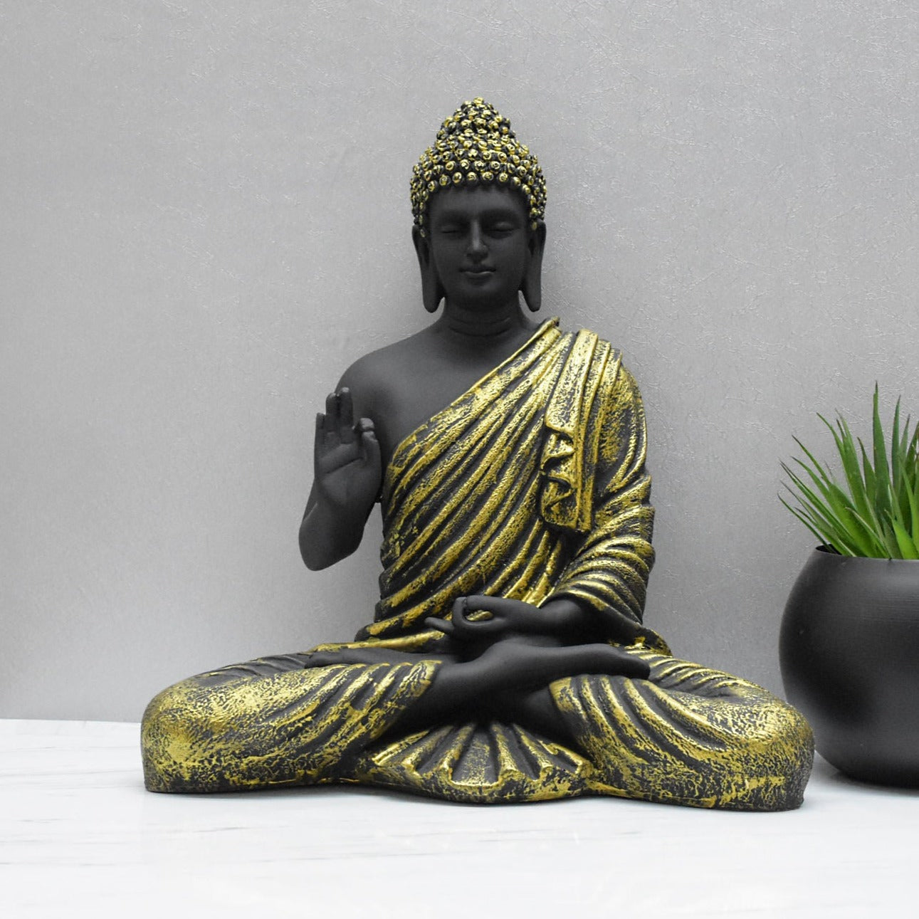 Big Size Meditating Buddha Idol : Golden Black - Deczo