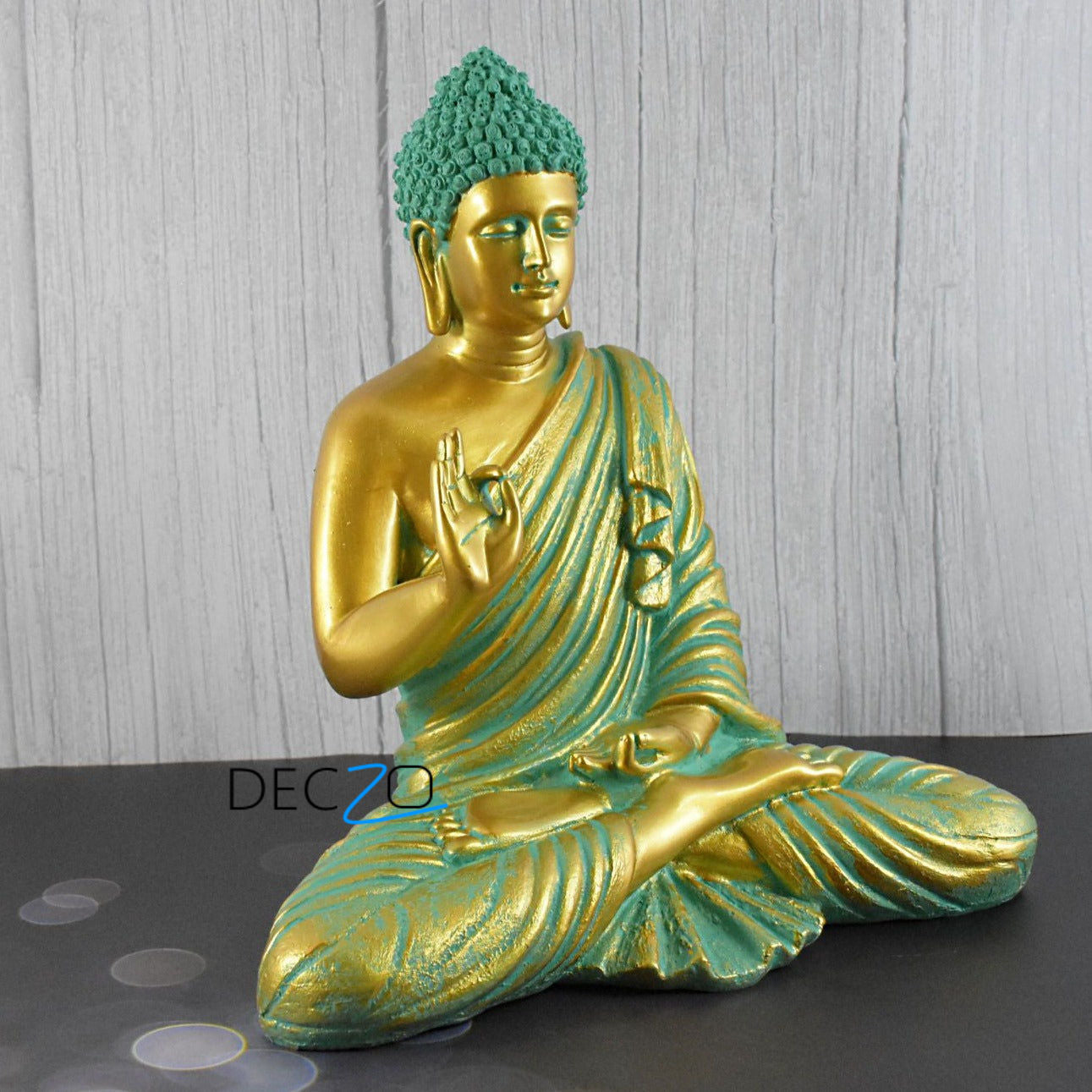 Big Size Meditating Buddha Idol : Antique Golden - Deczo