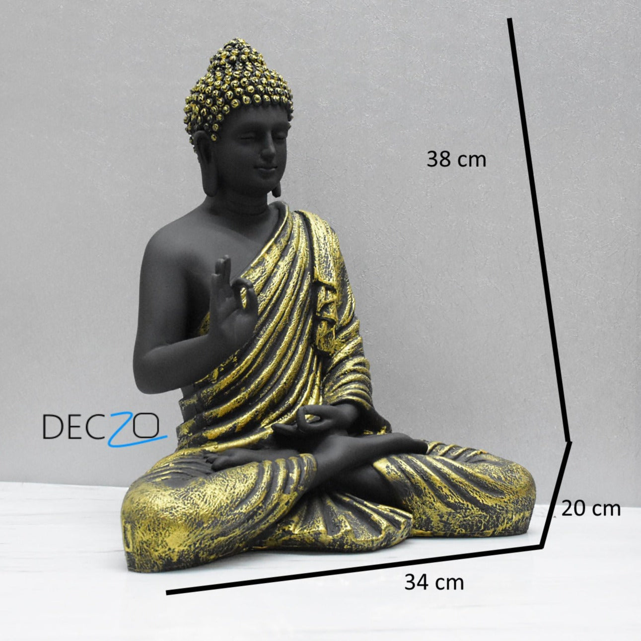 Big Size Meditating Buddha Idol : Golden Black - Deczo