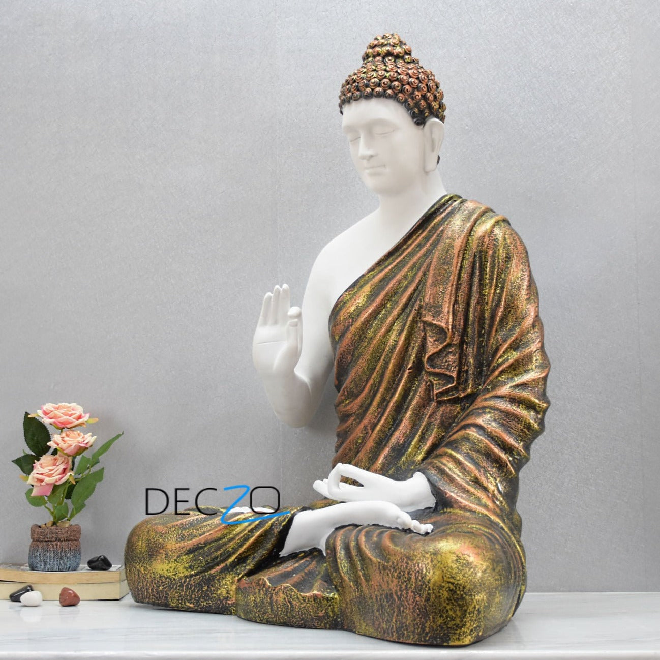 3 Feet Serene Blessing Buddha : Copper Blend Golden - Deczo