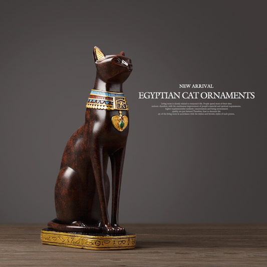 Antique Egyptian Mau showpiece for Peace and Strength : Glossy reddish Black - deczo