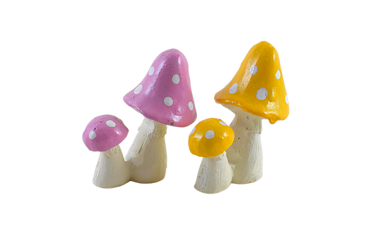 Miniature Mushroom for Fairy Garden Tray, Garden Décor, Gift: Set of 2 - Deczo