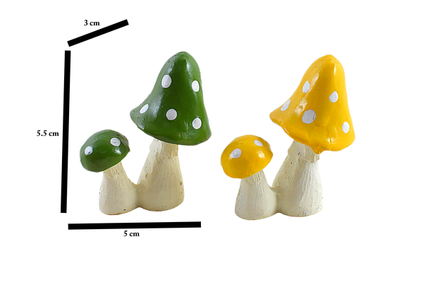 Miniature Mushroom for Fairy Garden Tray, Garden Décor, Gift: Set of 2 - Deczo