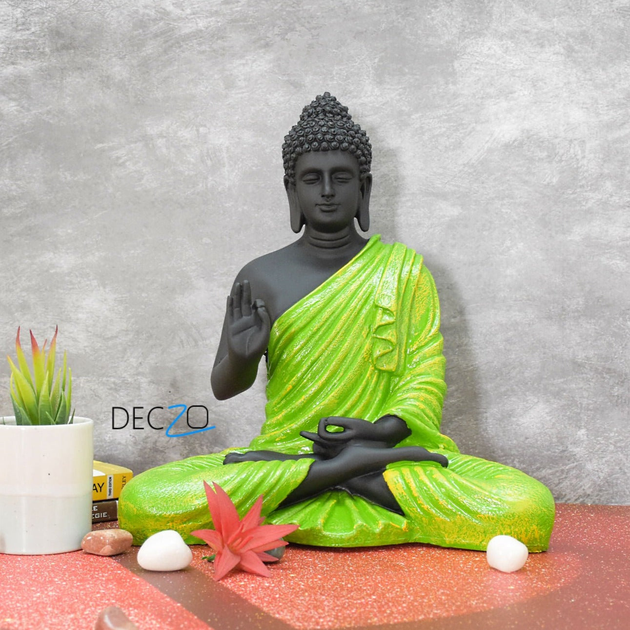Big Size Meditating Buddha Idol : Green - Deczo