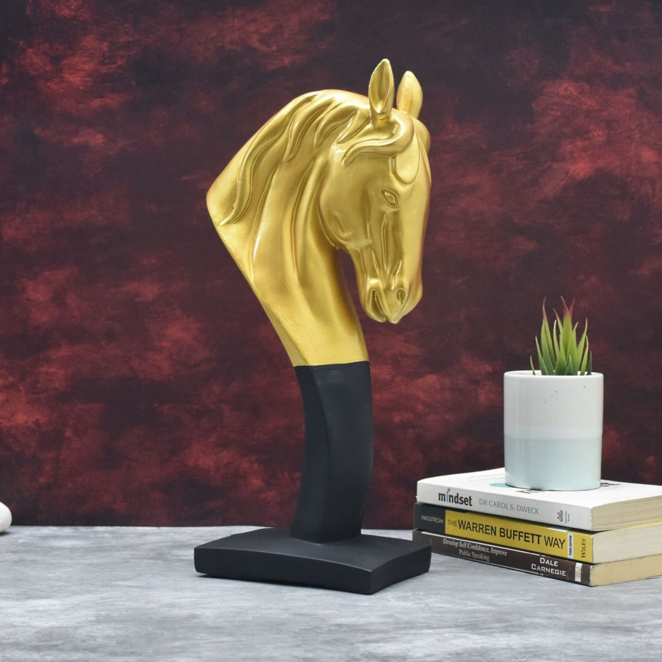 XL The Statement Stallion Statue- Golden Black - Deczo