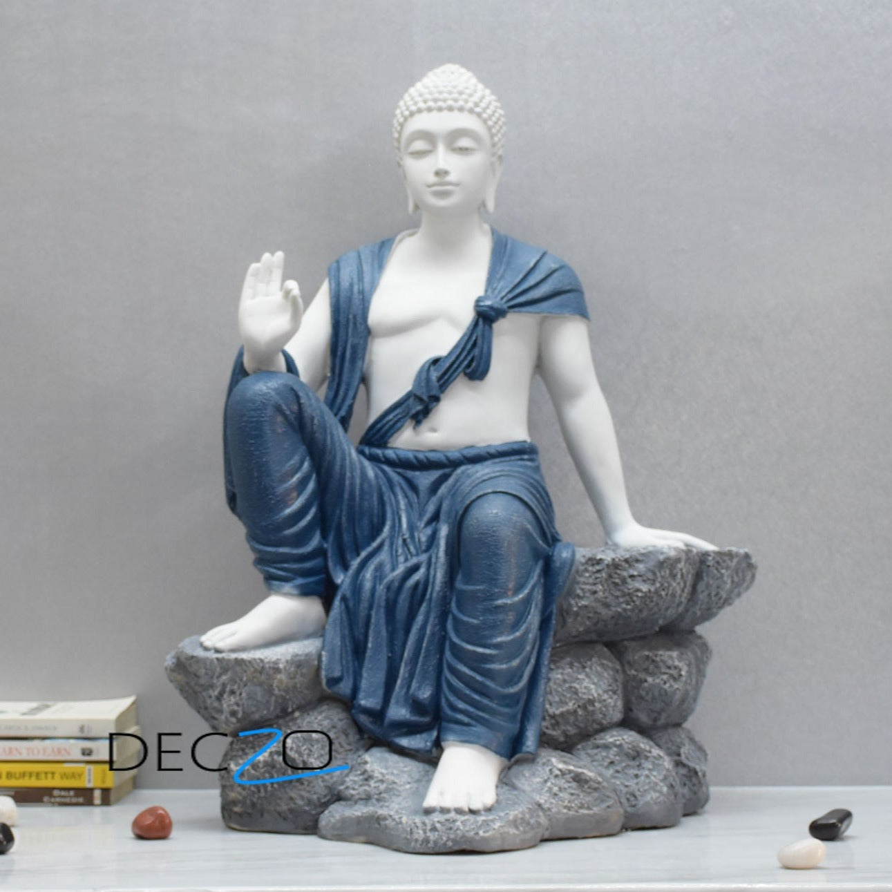 2.4 Feet Blessing Buddha Resting on Mountain – Royal Blue - Deczo