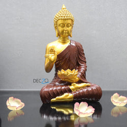 Meditating Buddha with Lotus: Golden & Maroon - Deczo