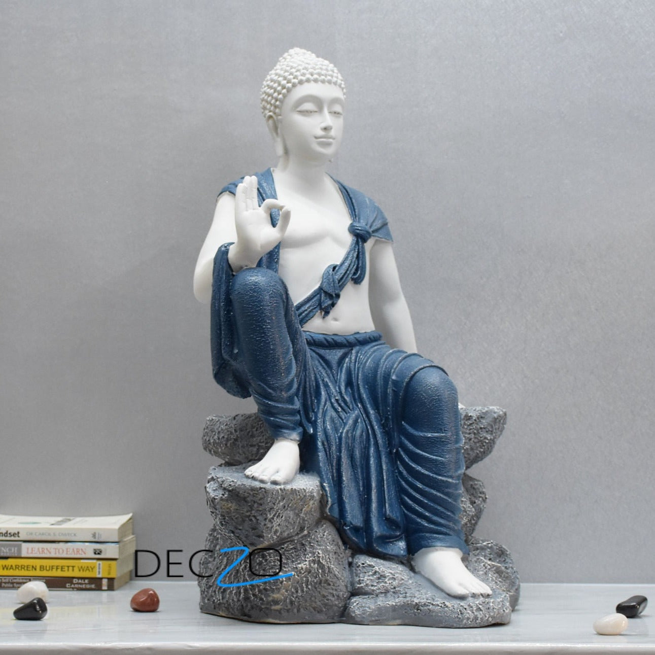 2.4 Feet Blessing Buddha Resting on Mountain – Royal Blue - Deczo