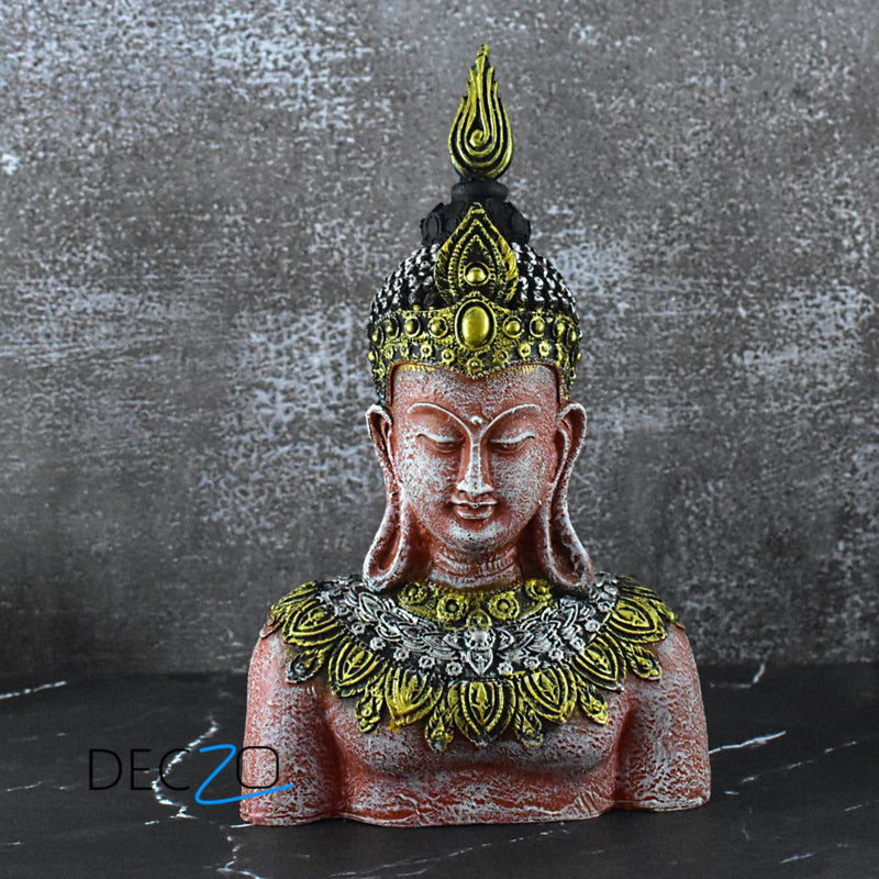 Antique Rustic Buddha in Thinking Position : Orange - Deczo
