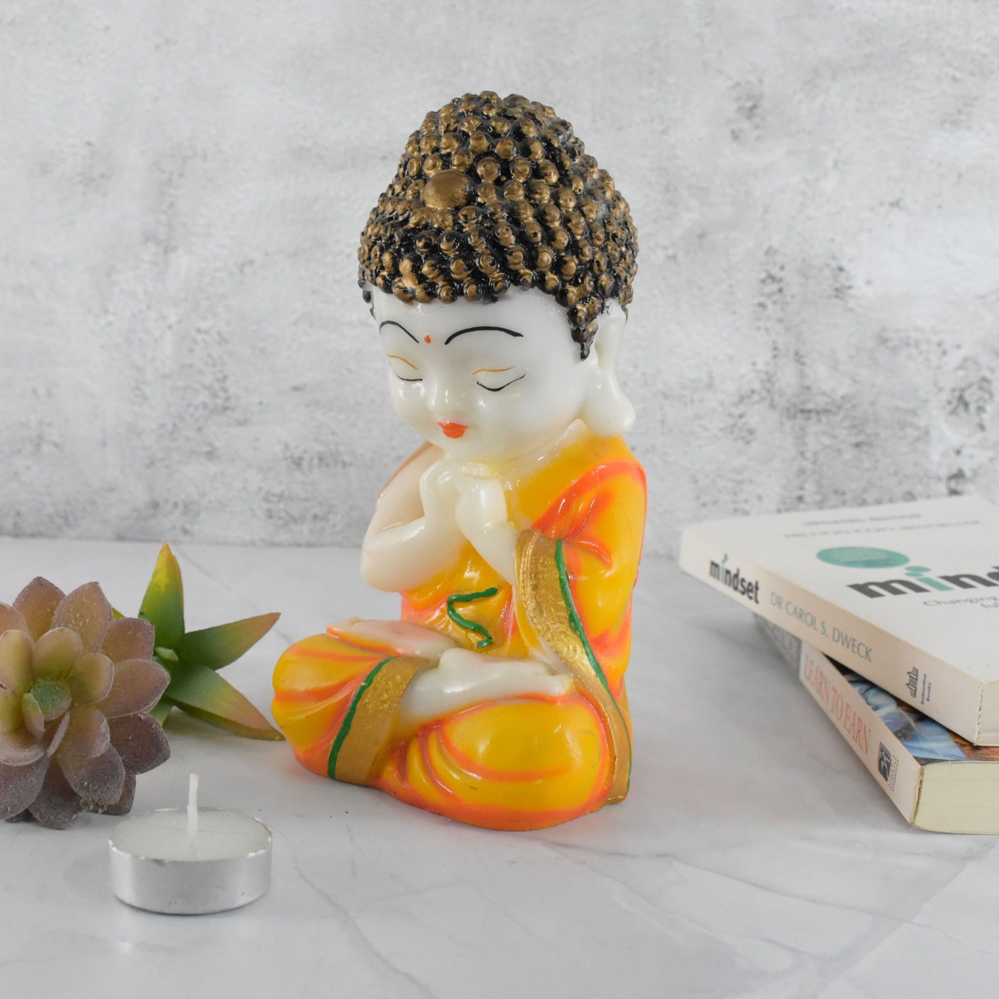 Marbel Buddha in Thinking Position : Multicolor - Deczo