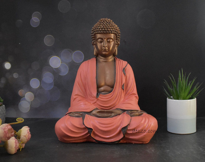 Copper Blend Hand Carved Sitting Buddha - Deczo
