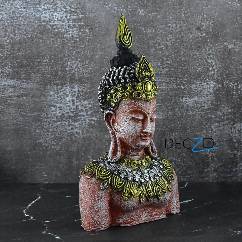 Antique Rustic Buddha in Thinking Position : Orange - Deczo