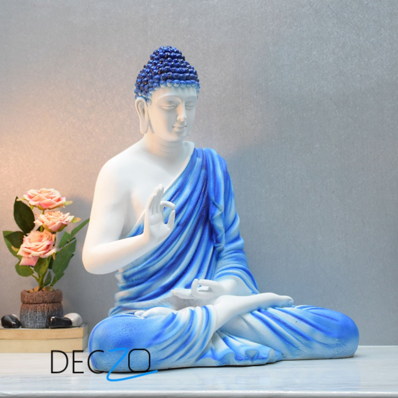 2 Feet Serene Blessing Buddha   : New Blue - Deczo