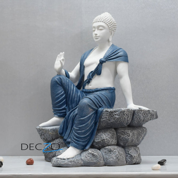 2.4 Feet Blessing Buddha Resting on Mountain – Royal Blue - Deczo